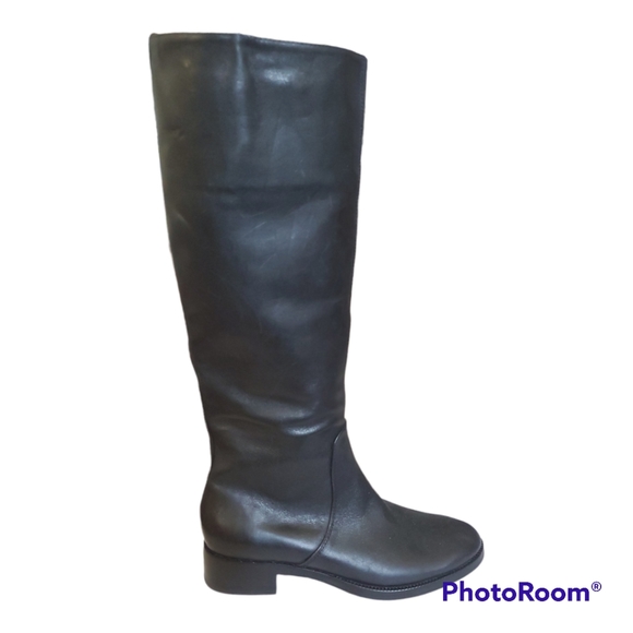 GUESS Marciano Black Genuine Leather Knee High Flat Riding Boots - Size 5 / 35 - Picture 1 of 5